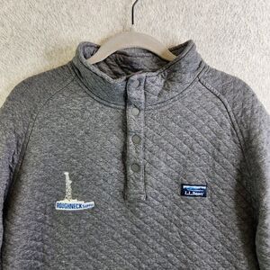 LL Bean Sweatshirt Mens XLT Gray Quilted 1/4 Snap Crew Neck Traditional Fit